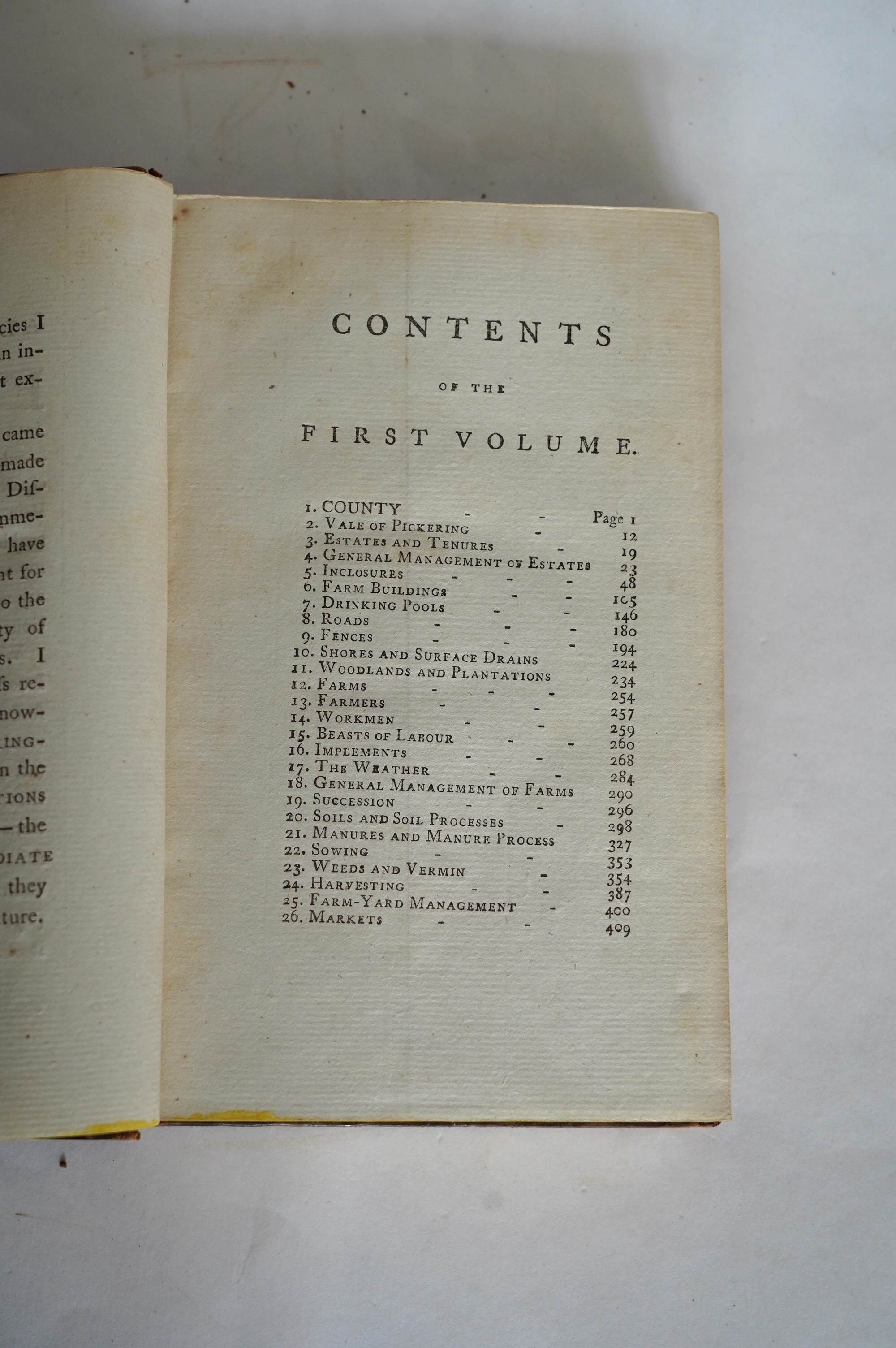 Marshall, William - The Rural Economy of Yorkshire ... 2 vols. 2 folded maps; contemp. tree calf. 1788; Holland, Henry - General View of the Agriculture of Cheshire ... a coloured folded map and 7 other plates (2 folded